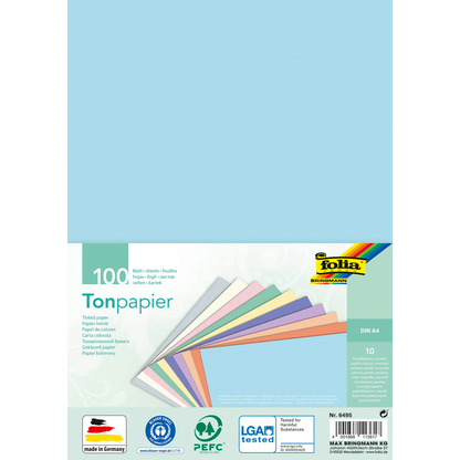Artikelbild für folia Tonpapier Pastell farbsortiert 130 g/qm 100 Blatt, Artikelnummer 479273
