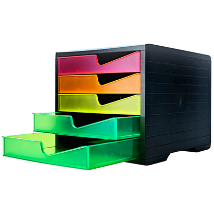 Artikelbild für styro Schubladenbox styroswingbox NEONline neon multi-color 275-8430.2691, DIN A4 mit 5 Schubladen, 1 St., Artikelnummer 821907