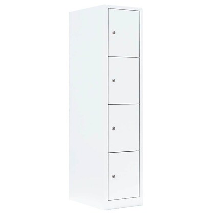 Artikelbild für LÜLLMANN Schließfachschrank signalweiß 523417, 4 Schließfächer 41,5 x 50,0 x 180,0 cm, Artikelnummer 185789