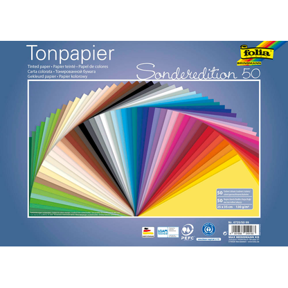 Artikelbild für folia Tonpapier Sonderedition 50 farbsortiert 130 g/qm 50 Blatt, Artikelnummer 478943