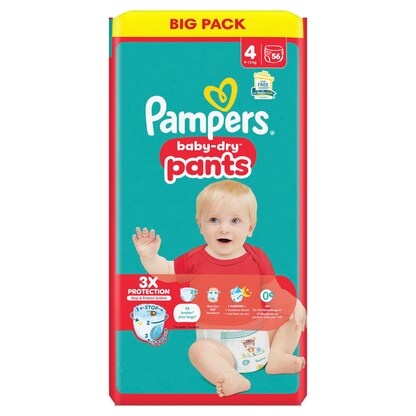 Artikelbild 3 für Pampers® Windeln baby-dry™ BIG PACK Gr. 4 (9-15 kg) für Babys und Kleinkinder, 56 St., Artikelnummer 585329