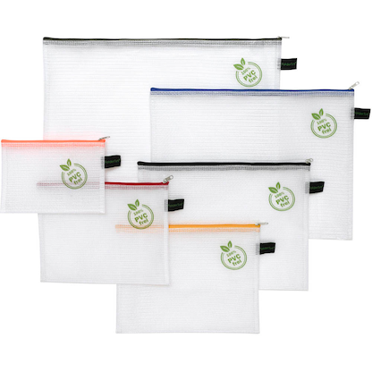 Artikelbild 2 für FolderSys Reißverschlussbeutel je 1x A6, B6, A5, B5, A4, B4 transparent/farbsortiert 0,20 mm, 1 Set, Artikelnummer 592653