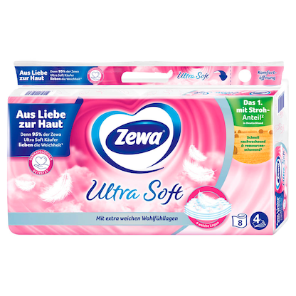 Artikelbild 2 für Zewa Toilettenpapier Ultra Soft 4-lagig, 8 Rollen, Artikelnummer 614622