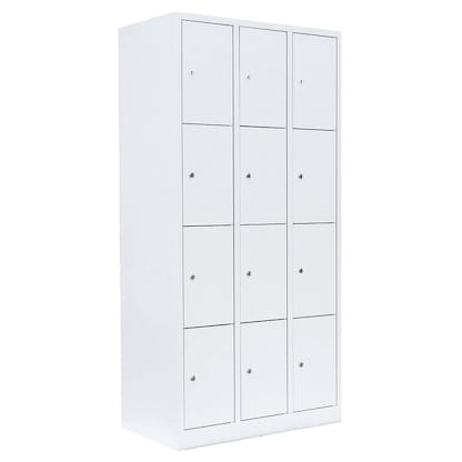 Artikelbild für LÜLLMANN Schließfachschrank signalweiß 520437, 12 Schließfächer 88,5 x 50,0 x 180,0 cm, Artikelnummer 830873