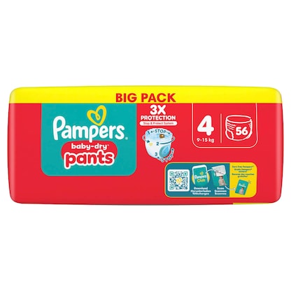 Artikelbild 5 für Pampers® Windeln baby-dry™ BIG PACK Gr. 4 (9-15 kg) für Babys und Kleinkinder, 56 St., Artikelnummer 585329