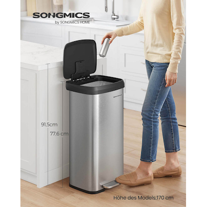 Artikelbild 9 für SONGMICS Mülleimer 68,0 l edelstahl, 1 St., Artikelnummer 291079