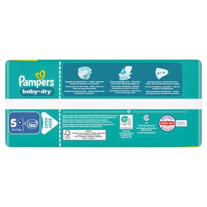 Artikelbild 8 für Pampers® Windeln baby-dry™ BIG PACK Gr. 5+ (12-17 kg) für Babys und Kleinkinder, 50 St., Artikelnummer 585319