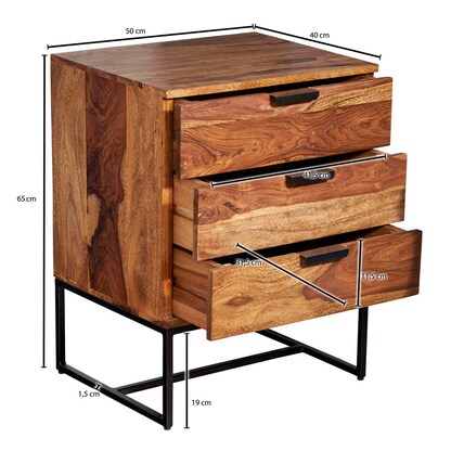 Artikelbild 2 für WOHNLING Nachttisch rechteckig Massivholz sheesham 40,0 x 50,0 x 65,0 cm, 1 St., Artikelnummer 166676