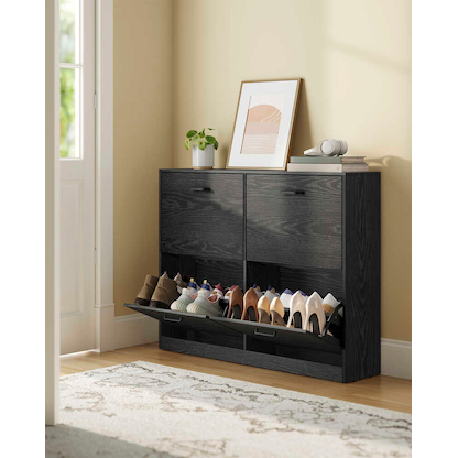 Artikelbild 4 für VASAGLE Schuhschrank, LBC035B01 schwarz 4 Fachböden 105,5 x 24,0 x 82,7 cm, Artikelnummer 760799