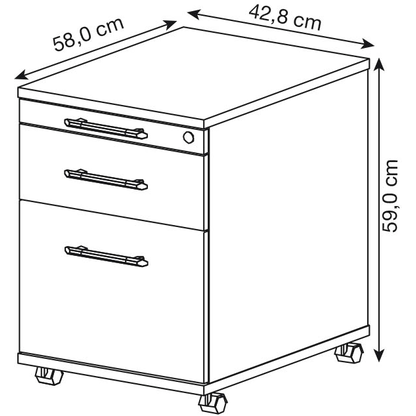 Artikelbild 2 für HAMMERBACHER Sira Rollcontainer ahorn 3 Auszüge 42,8 x 58,0 x 59,0 cm, Artikelnummer 197046