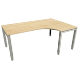 Artikelbild 1 für fm Sidney höhenverstellbarer Schreibtisch königsahorn C-Form, Bügel-Gestell silber 180,0 x 80,0/120,0 cm, Artikelnummer 510697