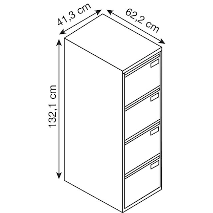 Artikelbild 2 für BISLEY LIGHT Hängeregistraturschrank lichtgrau 4 Schubladen 41,3 x 62,2 x 132,1 cm, 1 St., Artikelnummer 580241