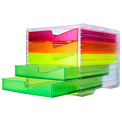 Artikelbild für styro Schubladenbox styroswingbox NEONline neon multi-color 275-8430.2624, DIN A4 mit 5 Schubladen, 1 St., Artikelnummer 822001