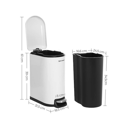 Artikelbild 3 für SONGMICS Mülleimer 10,0 l weiß, 1 St., Artikelnummer 291983