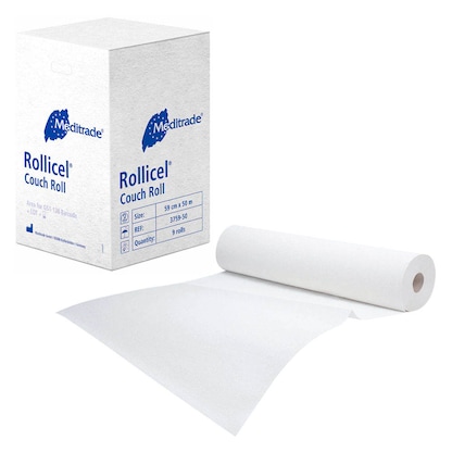 Artikelbild 2 für Meditrade® Ärztekrepp ROLLICEL® 2-lagig weiß 59,0 cm x 50,0 m, 9 Rollen, Artikelnummer 242129
