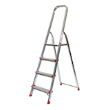 Artikelbild 1 für SZ Metall Stehleiter einseitig silber 4 Stufen, H: 157,0 cm, Artikelnummer 339564