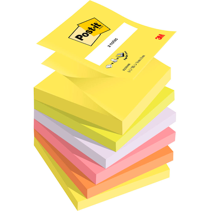 Artikelbild für Post-it® Z-Notes Haftnotizen R330NR farbsortiert, 6 Blöcke, Artikelnummer 489567