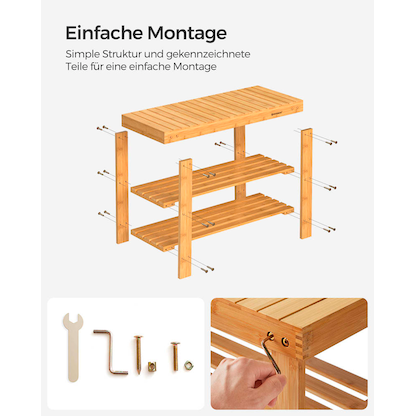 Artikelbild 8 für SONGMICS Schuhbank LBS04N natur Holz 70,1 cm, Artikelnummer 262349