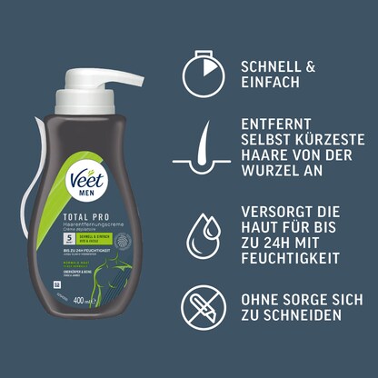 Artikelbild 3 für Veet Total Pro Men Enthaarungscreme 400,0 ml, Artikelnummer 666766
