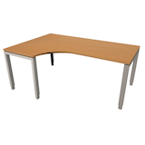 Artikelbild 1 für fm Sidney höhenverstellbarer Schreibtisch buche C-Form, Bügel-Gestell silber 180,0 x 80,0/120,0 cm, Artikelnummer 509964