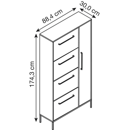 Artikelbild 2 für MÖBELPARTNER Schuhschrank Kent, 701759 dunkelgrün 5 Fachböden 88,4 x 30,0 x 174,2 cm, Artikelnummer 785921