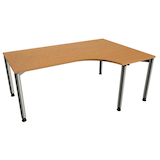 Artikelbild 1 für fm Sidney höhenverstellbarer Schreibtisch buche C-Form, 4-Fuß-Gestell silber 180,0 x 80,0/120,0 cm, Artikelnummer 510642