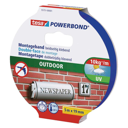 Artikelbild 3 für tesa Montageband POWERBOND Outdoor 55751 doppelseitiges Klebeband 19,0 mm x 5,0 m, 1 Rolle, Artikelnummer 384307