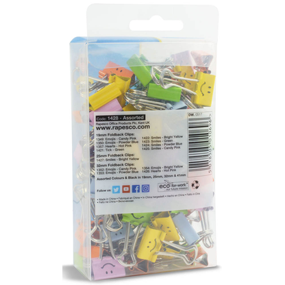 Artikelbild 3 für RAPESCO® Foldbackklammern Smiles farbsortiert 1,9 cm, 80 St., Artikelnummer 475323