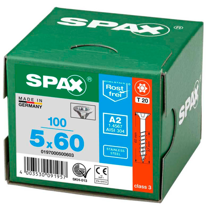 Artikelbild 9 für SPAX® Universalschrauben T20 Senkkopf Edelstahl A2 0197000500603 5 mm x 60 mm, 100 St., Artikelnummer 394819