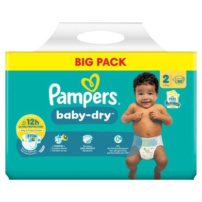Artikelbild 2 für Pampers® Windeln baby-dry™ BIG PACK Gr. 2 (4-8 kg) für Neugeborene, 88 St., Artikelnummer 585309