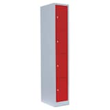 Artikelbild 1 für LÜLLMANN Schließfachschrank lichtgrau, feuerrot 520414, 4 Schließfächer 31,5 x 50,0 x 180,0 cm, Artikelnummer 830897
