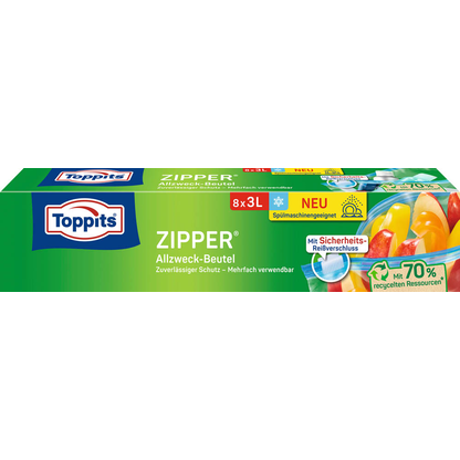 Artikelbild für Toppits Gefrierbeutel ZIPPER 3,0 l, 8 St., Artikelnummer 441799