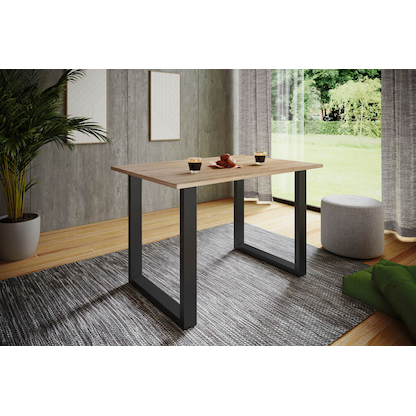 Artikelbild 4 für VCM my home Esstisch Xona sonoma-eiche rechteckig, U-Fuß schwarz, 110,0 x 50,0 x 76,0 cm, Artikelnummer 526184