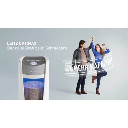 Artikelbild 27 für LEITZ IQ OptiMax Office 550 Aktenvernichter mit Partikelschnitt P-5, 2 x 15 mm, bis 10 Blatt, weiß, Artikelnummer 390167