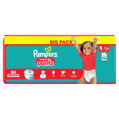 Artikelbild 2 für Pampers® Windeln baby-dry™ BIG PACK Gr. 5 (11-17 kg) für Babys und Kleinkinder, 50 St., Artikelnummer 585337