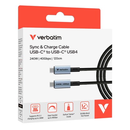 Artikelbild 2 für verbatim Sync & Charge Ladekabel schwarz, Kabellänge: 1,2 m, 240 W, Artikelnummer 737886