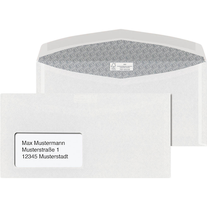 Artikelbild für ÖKI Kuvertierhüllen DIN lang+ mit Fenster weiß nassklebend 1.000 St., Artikelnummer 173159