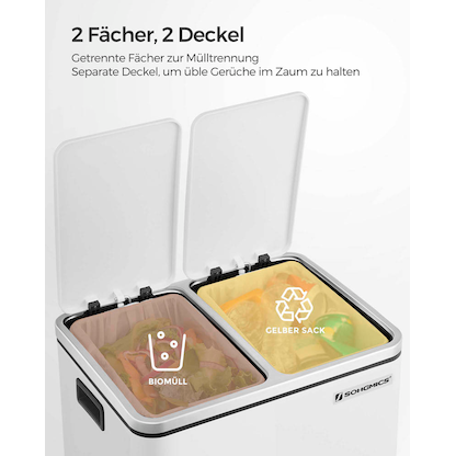 Artikelbild 5 für SONGMICS Mülltrenner 2x 15,0 l weiß, 1 St., Artikelnummer 290617