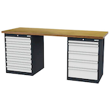 Artikelbild 1 für Simplaflex® Systemeinrichter Werkbank C-Line anthrazit, RAL 7016, lichtgrau, RAL 7035 12 Schubladen 200,0 x 60,0 x 86,0 cm, Artikelnummer 683898