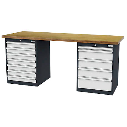 Artikelbild für Simplaflex® Systemeinrichter Werkbank C-Line anthrazit, RAL 7016, lichtgrau, RAL 7035 12 Schubladen 200,0 x 60,0 x 86,0 cm, Artikelnummer 683898