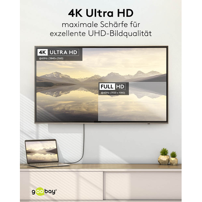 Artikelbild 3 für goobay USB 3.1 C-Stecker/HDMI-Stecker Kabel 1,0 m silber, schwarz, 1 St., Artikelnummer 557896