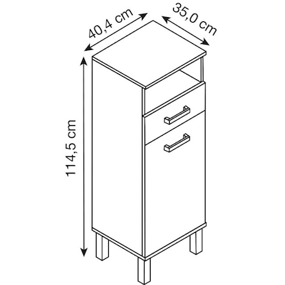 Artikelbild 2 für MÖBELPARTNER Badschrank Padua 142178 weiß glanz, eiche landhaus 40,4 x 35,0 x 114,5 cm, Artikelnummer 673051