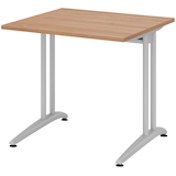 Artikelbild 1 für HAMMERBACHER BS08 Schreibtisch nussbaum quadratisch, C-Fuß-Gestell silber 80,0 x 80,0 cm, Artikelnummer 866090