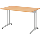 Artikelbild 1 für HAMMERBACHER Altus Schreibtisch buche rechteckig, C-Fuß-Gestell silber 120,0 x 80,0 cm, Artikelnummer 203414