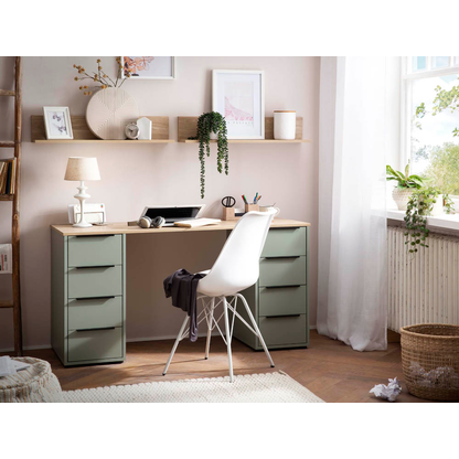 Artikelbild 4 für MÖBELPARTNER Elma Schreibtisch pastellgrün, eiche rechteckig, Wangen-Gestell grün 140,0 x 55,5 cm, Artikelnummer 323869