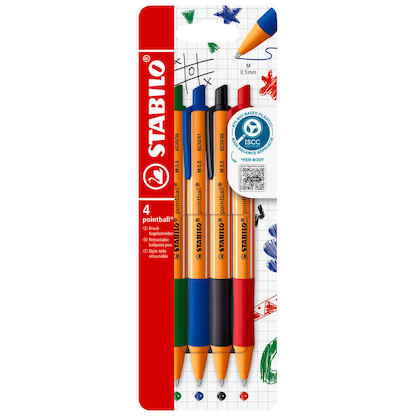 Artikelbild 2 für STABILO Kugelschreiber pointball orange, Schreibfarbe: farbsortiert, 4 St., Artikelnummer 107607