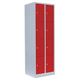 Artikelbild 1 für LÜLLMANN Schließfachschrank lichtgrau, feuerrot 520424, 8 Schließfächer 60,0 x 50,0 x 180,0 cm, Artikelnummer 831089
