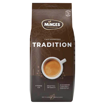 Artikelbild für MINGES ESPRESSO TRADITION 1932 Espressobohnen, Arabica- und Robustabohnen kräftig, 1000 g, Artikelnummer 325035