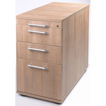 Artikelbild für HAMMERBACHER Solid Standcontainer nussbaum 4 Auszüge Kunststoff-Relinggriff silber 42,8 x 80,0 x 72,0 - 76,0 cm, Artikelnummer 984500