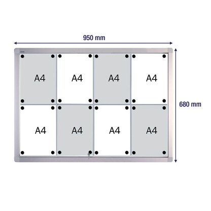 Artikelbild 7 für FRANKEN Schaukasten PRO silber 8x DIN A4 95,0 x 4,6 x 68,0 cm, 1 St., Artikelnummer 534661